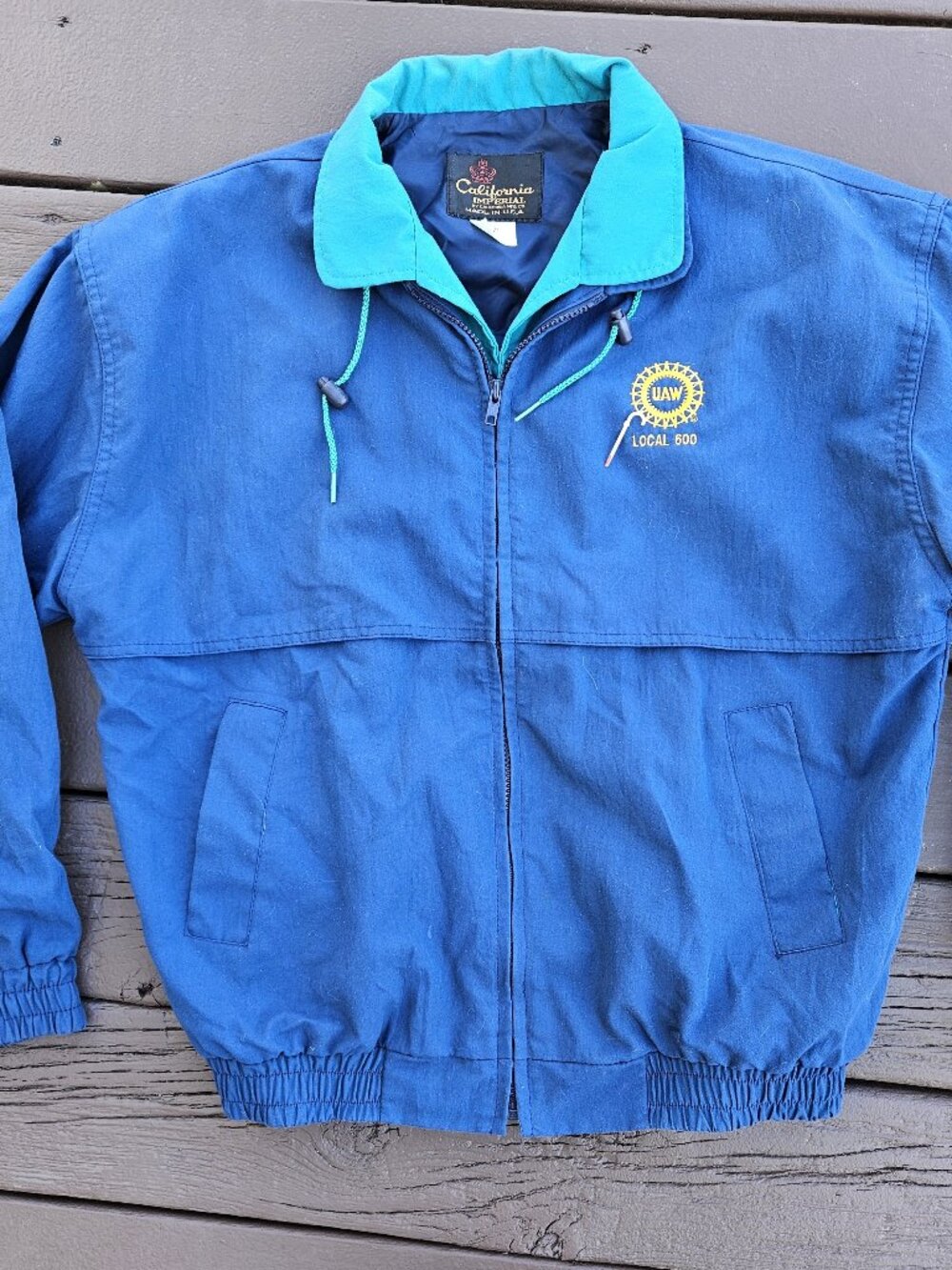 Vintage 80s Men's Blue California Imperial Windbreaker Jacket Local 600 - Large